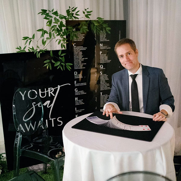 The VIP magic station takes up very little space at the wedding reception.