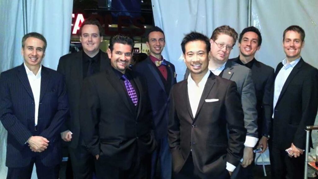 From left to right: Lou Serrano, Nathan Gibson, Jimmy H, Jeff Black, Joseph Tran, Jon Armstrong, David Stryker and Joe Skilton