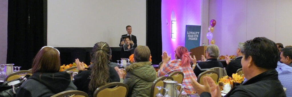 Mentalism performance during a Chevron Extra Mile franchisee meeting.
