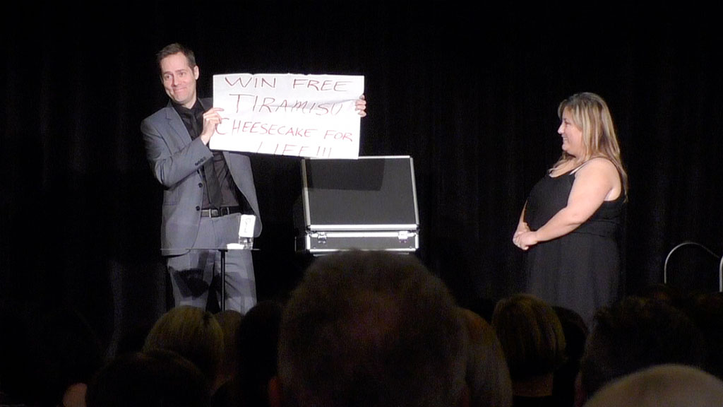 When I performed at the Cheesecake Factory headquarters, I created a finale about cheesecake.