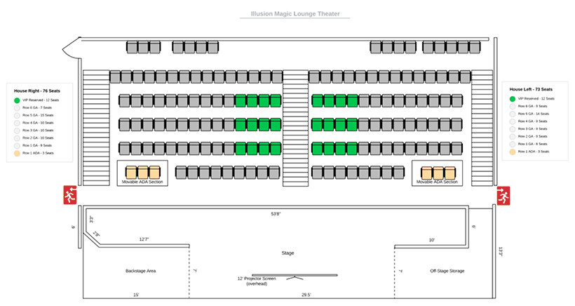 Seating floor plan of Illusion Magic Lounge
