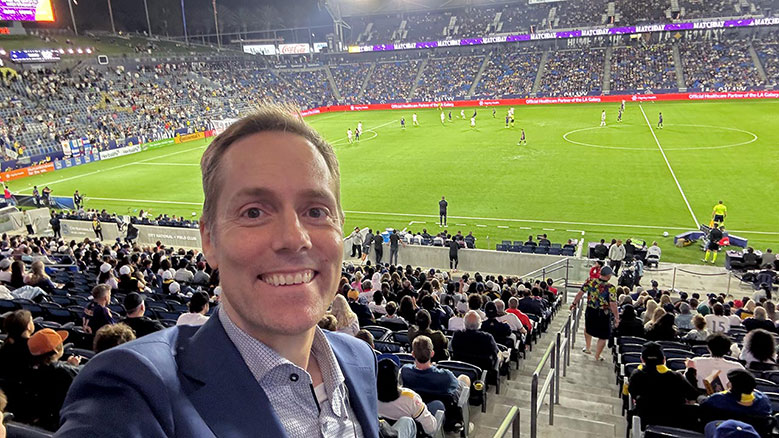 Joe Skilton pictured at the LA Galaxy vs. DC United soccer match, July 12th, 2025.